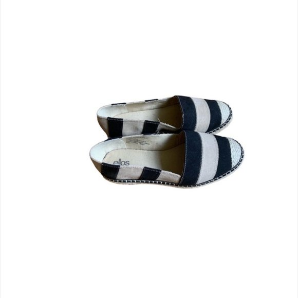 ellos | Black & Tan Canvas Espadrille Flats | Slip-On | Womens 8.5 - Picture 2 of 7